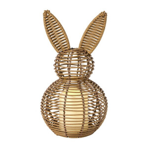 Rotan paashaas beeldje Danielle - bruin - ø17x31 cm