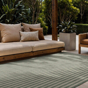 Vloerkleed Linley Rechthoekig - Groen Wit 170x120cm - Polypropyleen - Dekbed-Discounter.nl