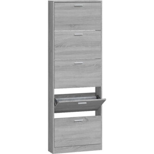vidaXL - Schoenenkast - 59x17x169 - cm - bewerkt - hout - grijs - sonoma - eikenkleur