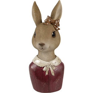 Clayre & Eef Decoratie Beeld Konijn 7x7x17 cm Beige Kunststof