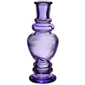 Ideas 4 Seasons Bloemenvaas Venice - voor kleine stelen/boeketten - gekleurd sierglas - ribbel paars - D5.7 x H15 cm