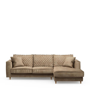 Rivièra Maison Loungebank 'Kendall' Rechts, Velvet, kleur Golden Beige
