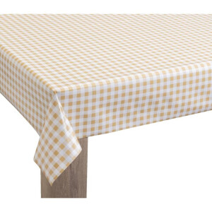 Leen Bakker - Tafelzeil Linda - Geel/wit Ruit - 140cm - PVC - Geel#Wit