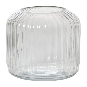 Windlicht ribbel klein - grijs - ø17.7x15.3 cm