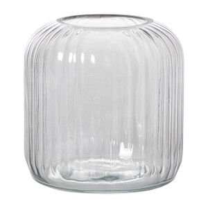 Windlicht ribbel middel - grijs - ø17.7x17.7 cm