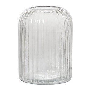 Windlicht ribbel groot - grijs - ø17.7x23.5 cm