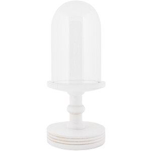 Clayre & Eef Glazen Stolp Ø 17x40 cm Wit Hout