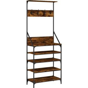 vidaXL - Kledingrek - met - schoenenrek - 70x34x184 - cm - gerookt - eikenkleurig