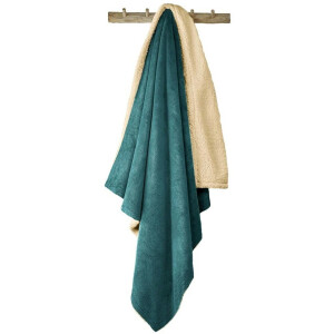 De Witte Lietaer Teddy Fleece Plaid Laya - Petrol - XL - 220 x 240 cm - Polyester