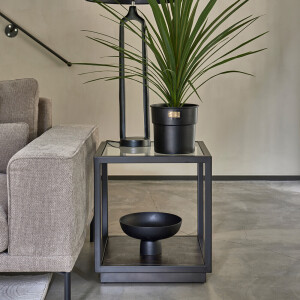 Rivièra Maison Bijzettafel 'Roger' Mangohout en Glas, 50 x 50cm