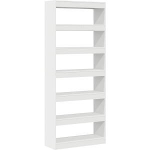 vidaXL - Boekenkast - 6-laags - 80 - x - 30 - x - 198 - cm - Bewerkt - hout - Wit