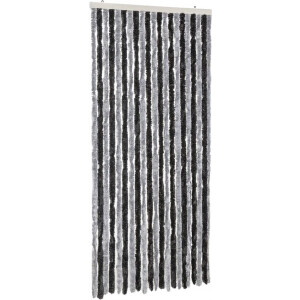 vidaXL - Vliegengordijn - 90x220 - cm - chenille - grijs - en - zwart