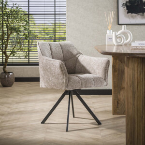LifestyleFurn Draaibare Eetkamerstoel 'Thandie' Rich stof, kleur Zand