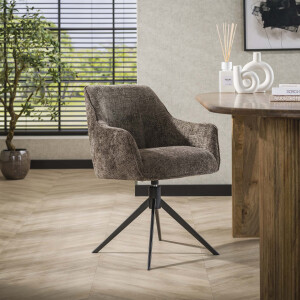 LifestyleFurn Draaibare Eetkamerstoel 'Lavonne' Geweven stof, kleur Taupe