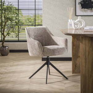 LifestyleFurn Draaibare Eetkamerstoel 'Lavonne' Rich stof, kleur Zand