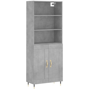 vidaXL - Hoge - kast - 69,5x34x180 - cm - bewerkt - hout - betongrijs