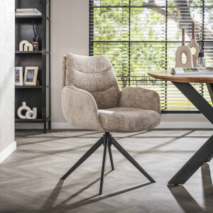 LifestyleFurn Draaibare Eetkamerstoel 'Kristee' Chenille, kleur Zand