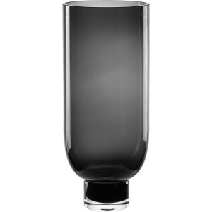 Moderne glazen vaas - SOLDEN -20% - sober design - lang model - cilindrische vorm op een stevige voet - donkergrijs - OMAHA18GR