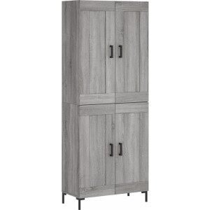 vidaXL - Hoge - kast - 69,5x34x180 - cm - bewerkt - hout - grijs - sonoma - eikenkleurig