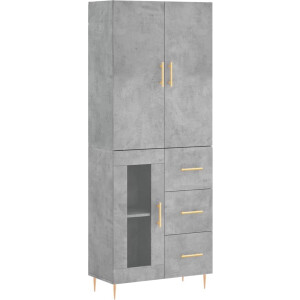 vidaXL - Hoge - kast - 69,5x34x180 - cm - bewerkt - hout - betongrijs