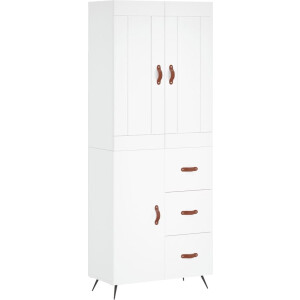 vidaXL - Hoge - kast - 69,5x34x180 - cm - bewerkt - hout - wit