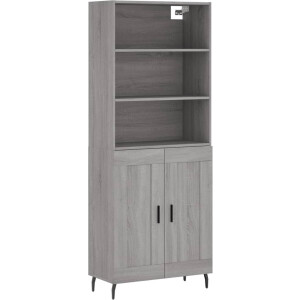 vidaXL - Hoge - kast - 69,5x34x180 - cm - bewerkt - hout - grijs - sonoma - eikenkleurig