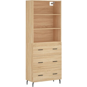 vidaXL - Hoge - kast - 69,5x34x180 - cm - bewerkt - hout - sonoma - eikenkleurig