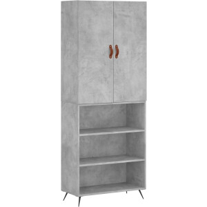 vidaXL - Hoge - kast - 69,5x34x180 - cm - bewerkt - hout - betongrijs