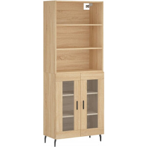 vidaXL - Hoge - kast - 69,5x34x180 - cm - bewerkt - hout - sonoma - eikenkleurig