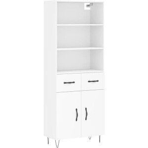 vidaXL - Hoge - kast - 69,5x34x180 - cm - bewerkt - hout - wit