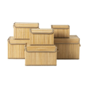 Bamboe mandenset - bruin - set van 6