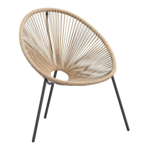Leen Bakker - Loungestoel Formentera - Naturel - Metaal/Kunststof - Beige - 69.7x75x82 Cm