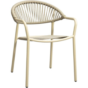 Leen Bakker - Terrasstoel Palamos - Naturel/zand - Metaal/Kunststof - Beige - 62x57x78 Cm