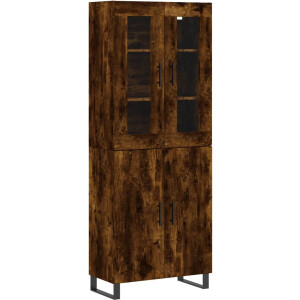 vidaXL - Hoge - kast - 69,5x34x180 - cm - bewerkt - hout - gerookt - eikenkleurig