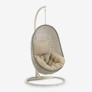 Kave Home Hangstoel met standaard 'Cira' kleur Groen/Beige