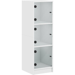 vidaXL - Hoge - kast - met - glazen - deuren - 35x37x109 - cm - wit
