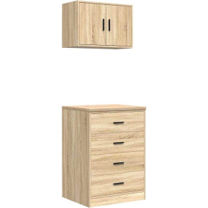 vidaXL - Garagekasten - 2 - st - Spaanplaat - Sonoma - eikenkleurig