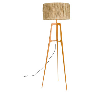 Dutchbone Vloerlamp 'Afra' Raffia, 157cm, kleur Oranje