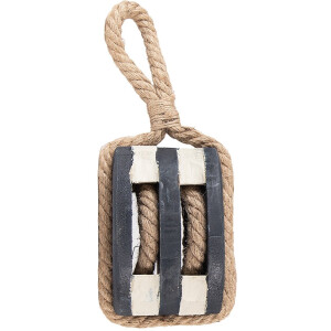 Clayre & Eef Decoratie Katrol 14x12x21/35 cm Zwart Hout