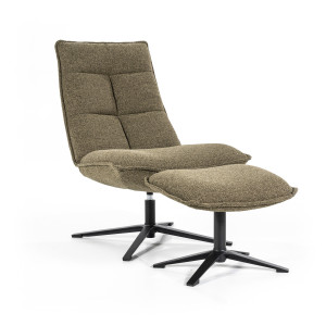 Eleonora Fauteuil 'Marcus' met voetenbank, kleur Groen Baquer