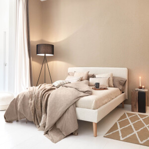 Kave Home Bed 'Dyla' Bouclé, 160 x 200cm, kleur Wit