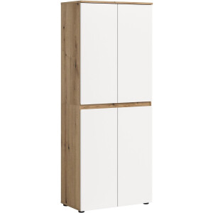Praktische Universele Kast Wit-Eik - 7 Planken en Kleiderstang - 70x175x37 cm