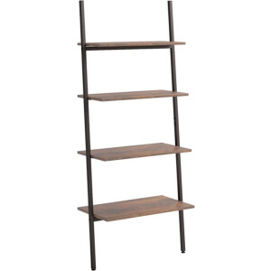 vidaXL - Ladderrek - met - 4 - schappen - 64x34x150,5 - cm - donkerbruin - en - zwart