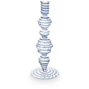Pip Studio Kandelaar Swirl - Kaarsenhouder van Glas - Donkerblauw - 22cm