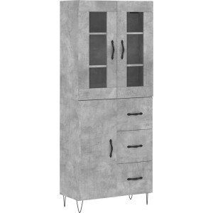 vidaXL - Hoge - kast - 69,5x34x180 - cm - bewerkt - hout - betongrijs