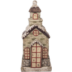 Clayre & Eef Decoratie Beeld Huis 36x30x80 cm Groen Keramisch materiaal