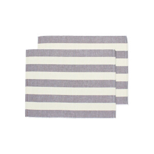 HEMA HEMA Placemats 35x45cm Katoen Strepen Blauw-bruin - 2 Stuks (blauw)