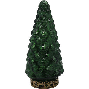 Clayre & Eef Kerstdecoratie met LED-verlichting Kerstboom Ø 8x16 cm Groen Glas
