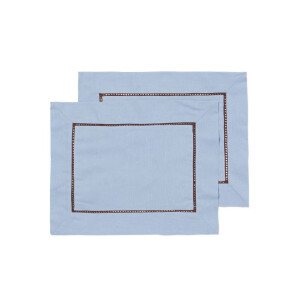HEMA HEMA Placemats 45x35cm Katoen Broderie Blauw - 2 Stuks (blauw)