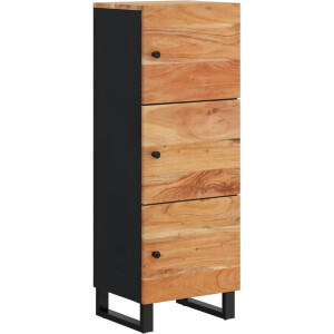 vidaXL - Hoge - kast - met - 3 - deuren - 40x33x110 - cm - massief - acaciahout - en - ijzer